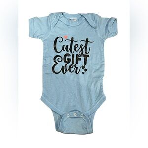 Rabbit Skins “Cutest Gift Ever” Blue Baby Onesie – Size 6 Months – Handmade